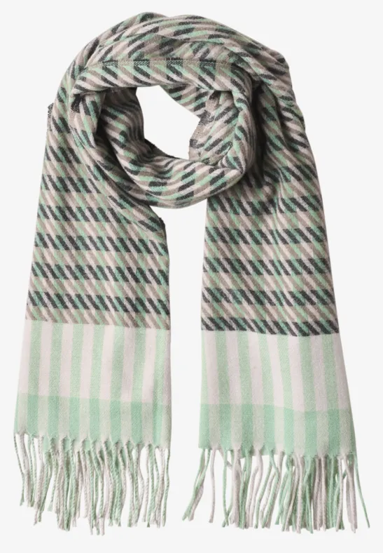 Sjaal met houndstooth-patroon Fresh Sage