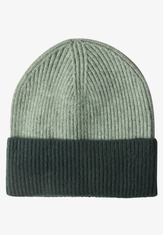 Feinstrick Beanie im Colorblock-Look mossbound green