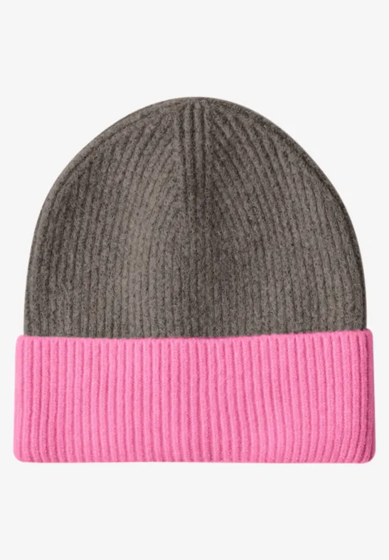 Feinstrick Beanie im Colorblock-Look warm blush
