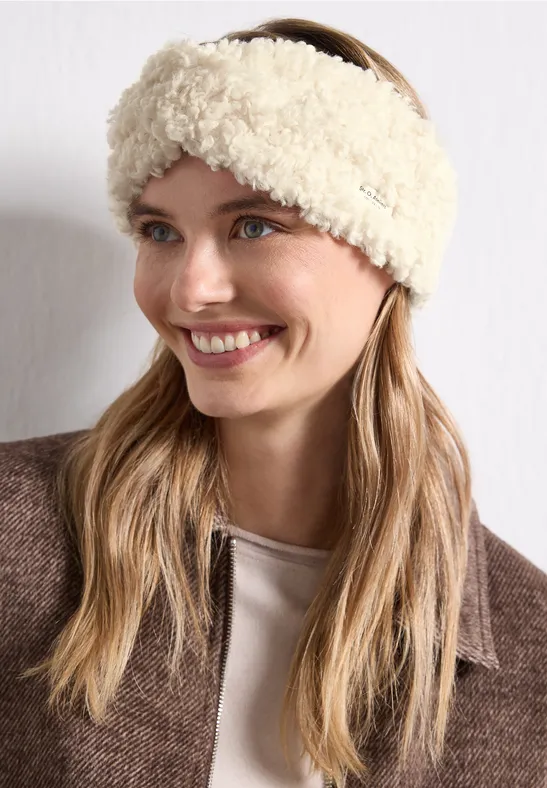 Teddy-Stirnband in Unifarbe barley beige