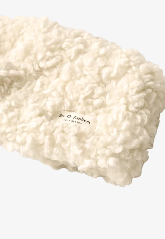 Teddy-Stirnband in Unifarbe barley beige
