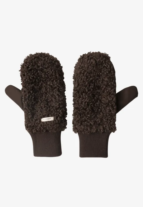 Teddy-Fäustlinge in Unifarbe auburn brown