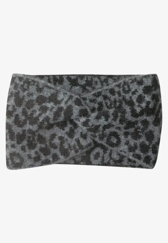 Jacquard Stirnband mit Leo-Muster Black