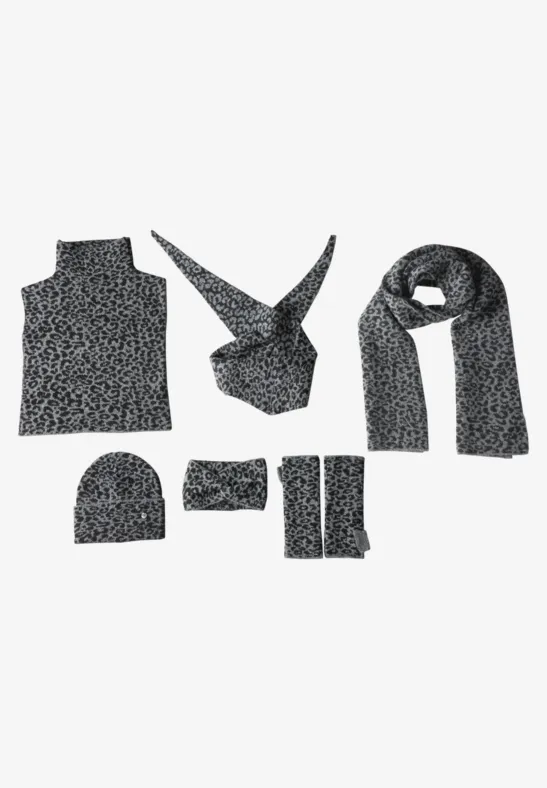 Jacquard Stirnband mit Leo-Muster Black
