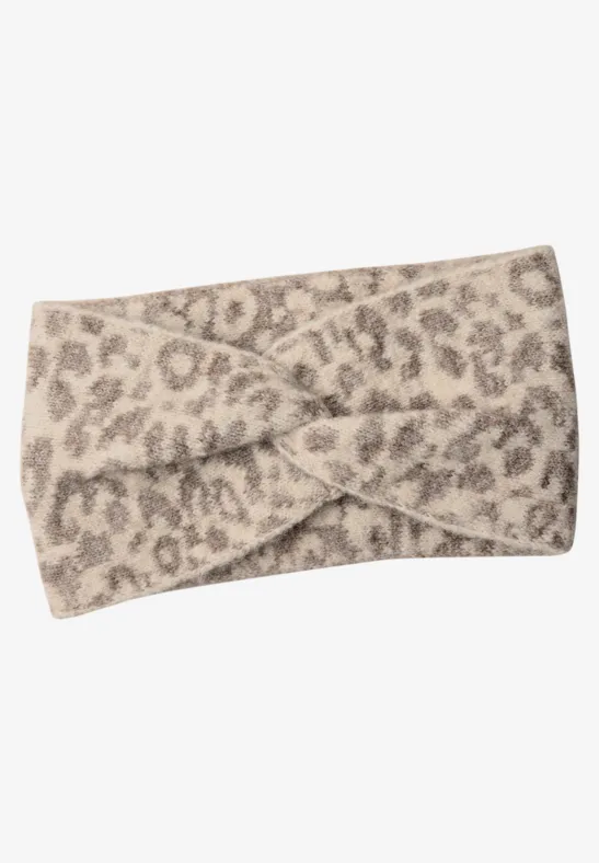 Jacquard Stirnband mit Leo-Muster barley beige mel.