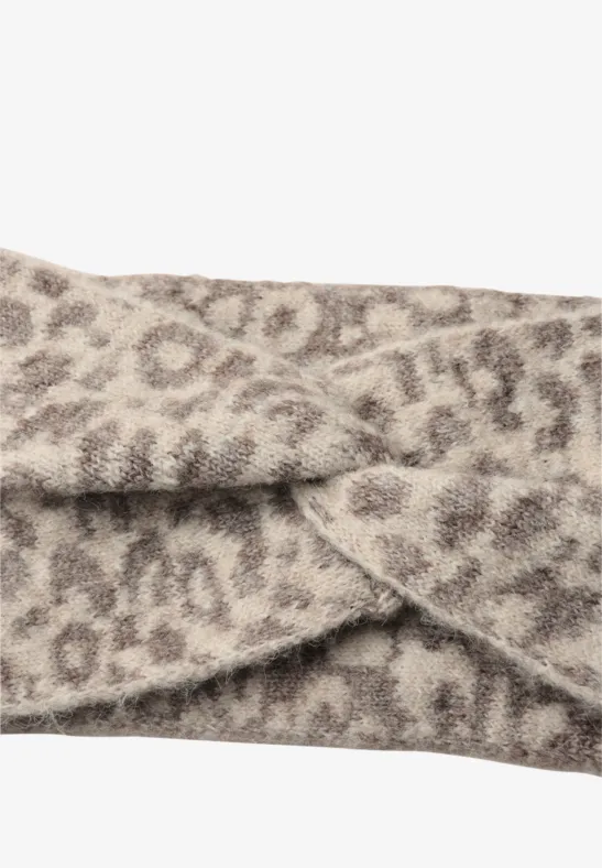 Jacquard Stirnband mit Leo-Muster barley beige mel.