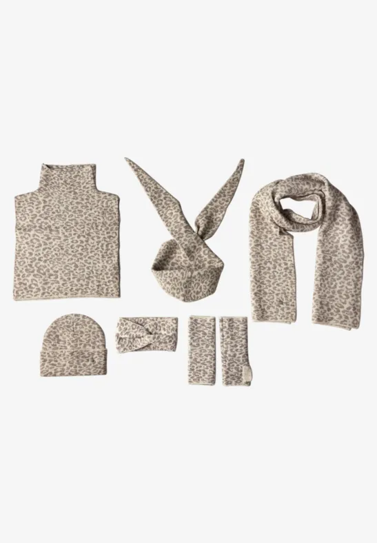 Jacquard Stirnband mit Leo-Muster barley beige mel.