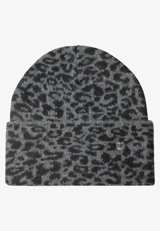 Bonnet jacquard à motif léopard Black