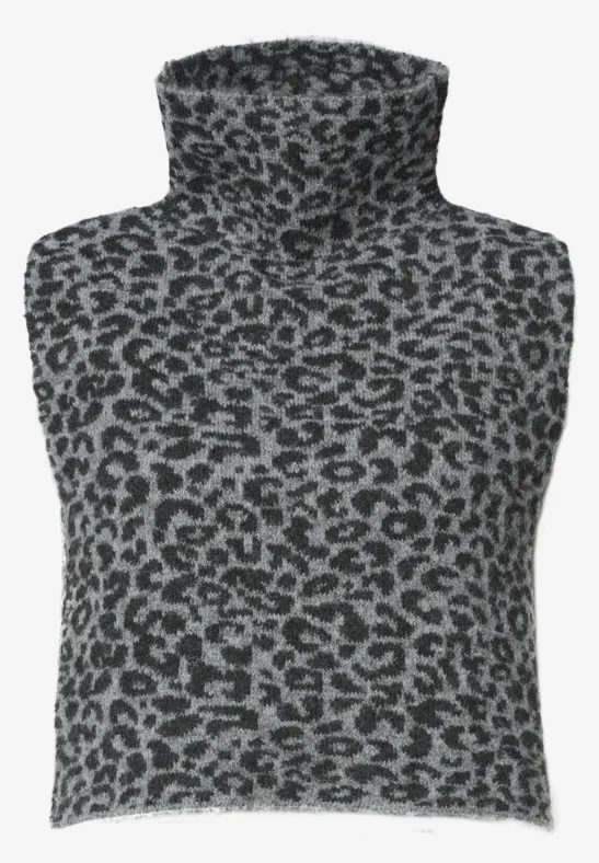 Jacquard Kragen mit Leo-Muster Black