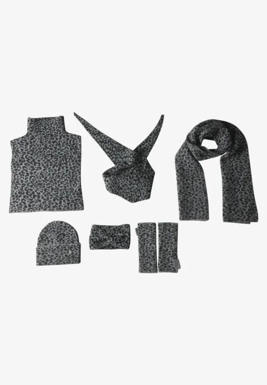 Jacquard Kragen mit Leo-Muster Black