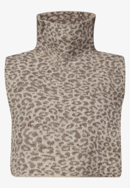 Kołnierzyk Jacquard z wzorem w panterkę barley beige mel.