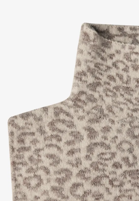 Kołnierzyk Jacquard z wzorem w panterkę barley beige mel.