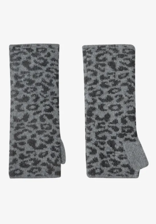 Jacquard Armwärmer mit Leo-Muster Black
