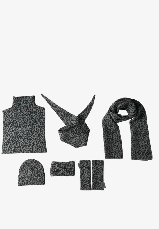 Jacquard Armwärmer mit Leo-Muster Black