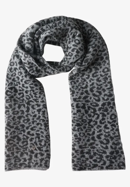 Jacquard sjaal met luipaardprint Black