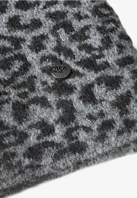 Jacquard sjaal met luipaardprint Black