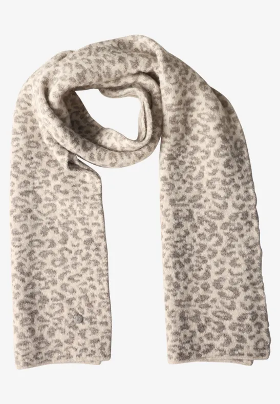 Jacquard Schal mit Leo-Muster barley beige mel.