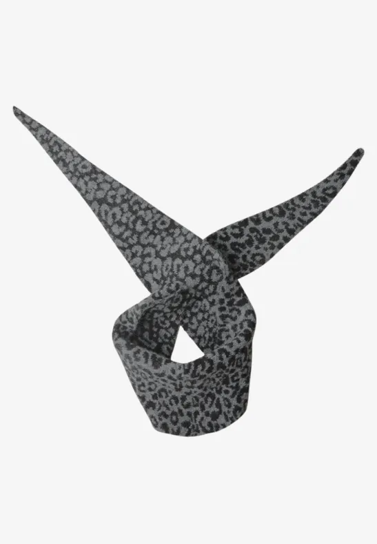 Jacquard Dreiecksschal mit Leo-Muster Black