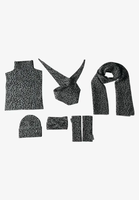 Jacquard Dreiecksschal mit Leo-Muster Black