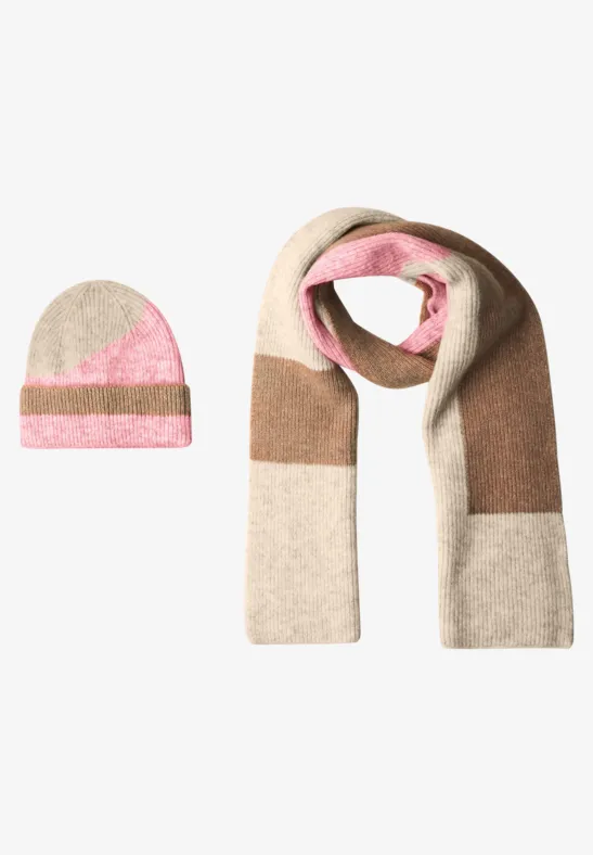 Beanie mit Colorblock-Muster warm blush mel.