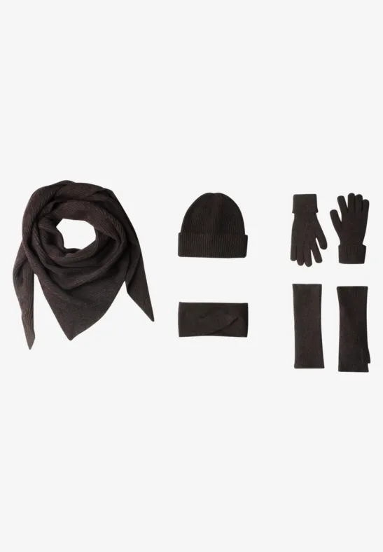 Handschuhe in Melange-Optik Black
