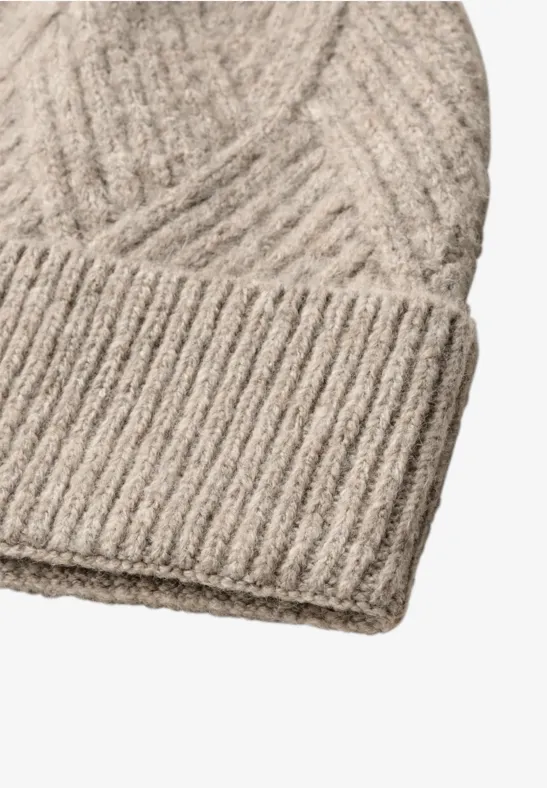Bonnet avec motif tricoté Muddy Mocha Melange