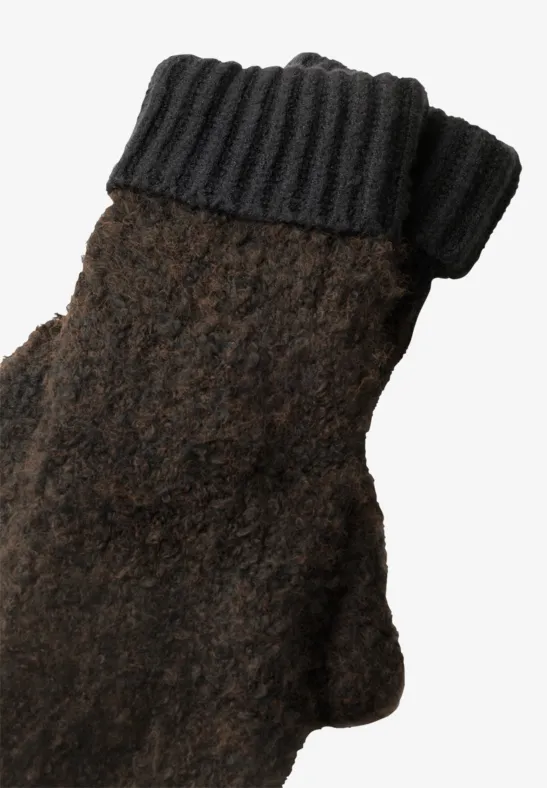 Bouclé-Mix Fäustlinge Black