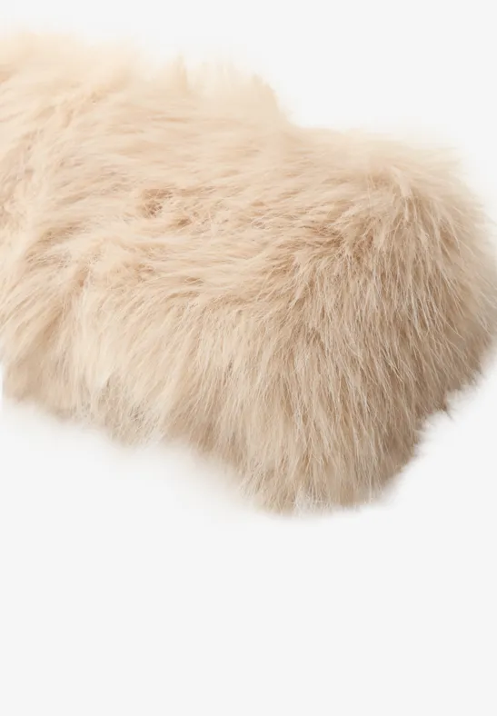 Stirnband aus Fake Fur smooth stone sand
