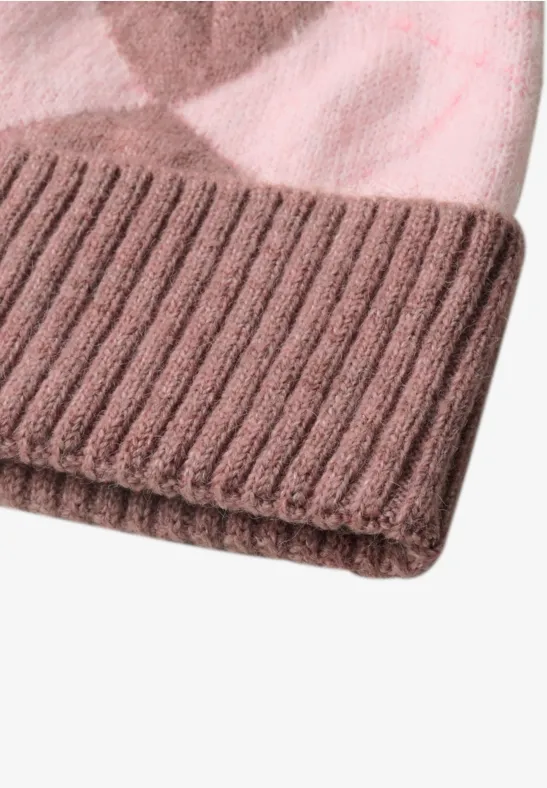 Beanie mit Argyle-Muster vintage blush mel.