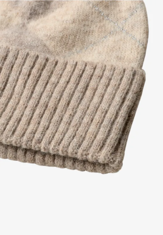 Beanie mit Argyle-Muster barley beige mel.