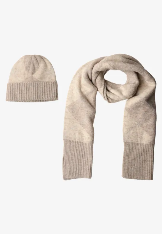 Beanie mit Argyle-Muster barley beige mel.