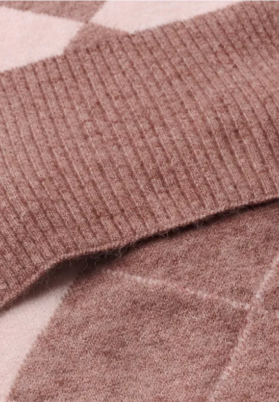 Langer Schal mit Argyle-Muster vintage blush mel.