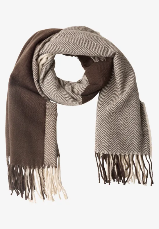 Schal mit Fransen und Muster auburn brown