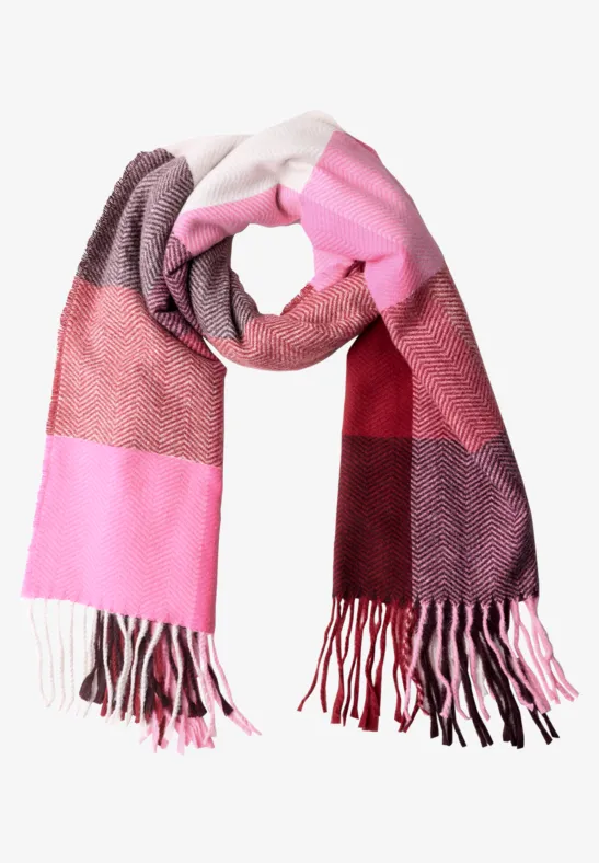 Schal mit Fransen und Muster vintage red