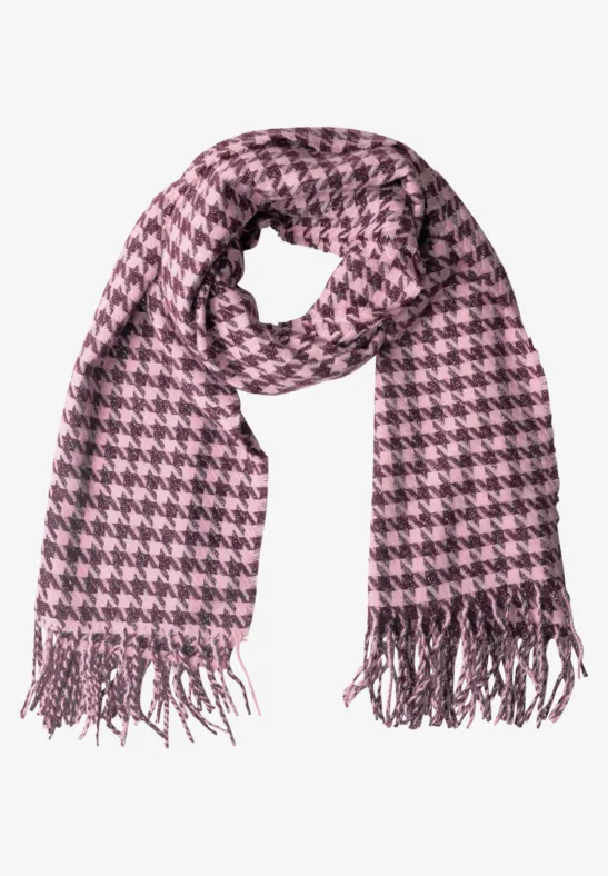 Schal mit Houndstoothmuster und Glitzer rustic rouge