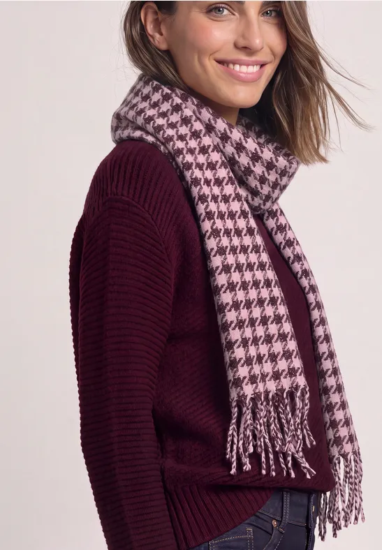 Schal mit Houndstoothmuster und Glitzer rustic rouge