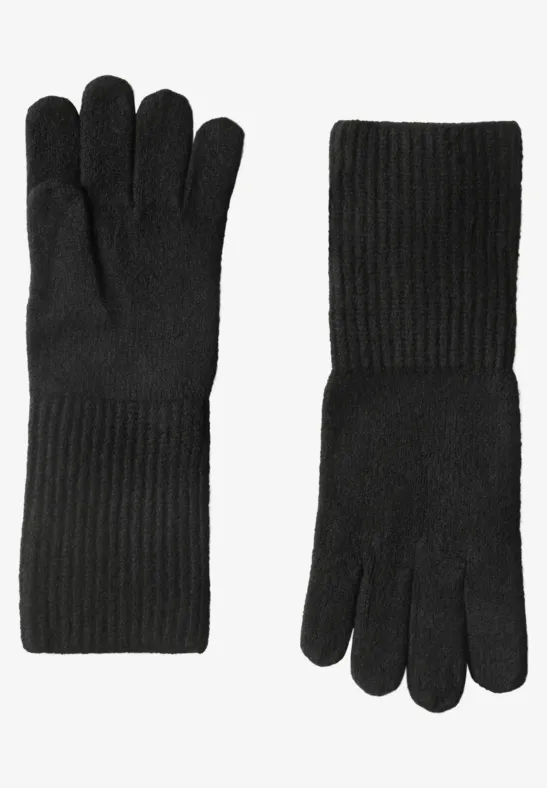 Fijngebreide handschoenen in effen kleuren Black
