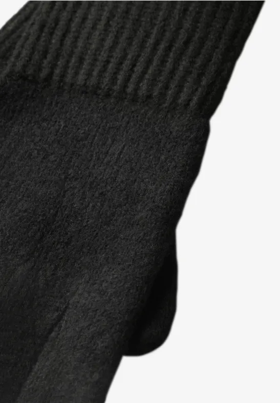 Fijngebreide handschoenen in effen kleuren Black