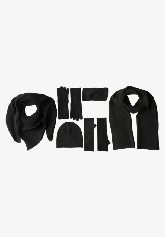 Fijngebreide handschoenen in effen kleuren Black