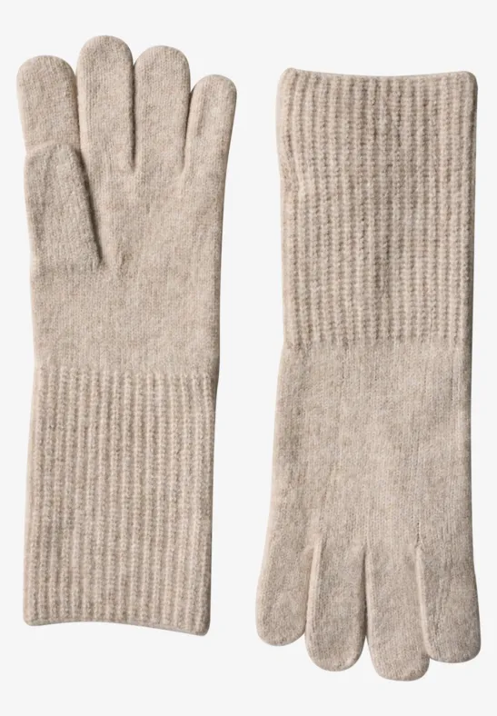 Rękawiczki z cienkiej dzianiny w jednolitym kolorze Soft Sand Mel.