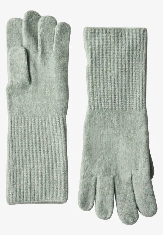 Gants en maille fine unie eucalyptus green mel.