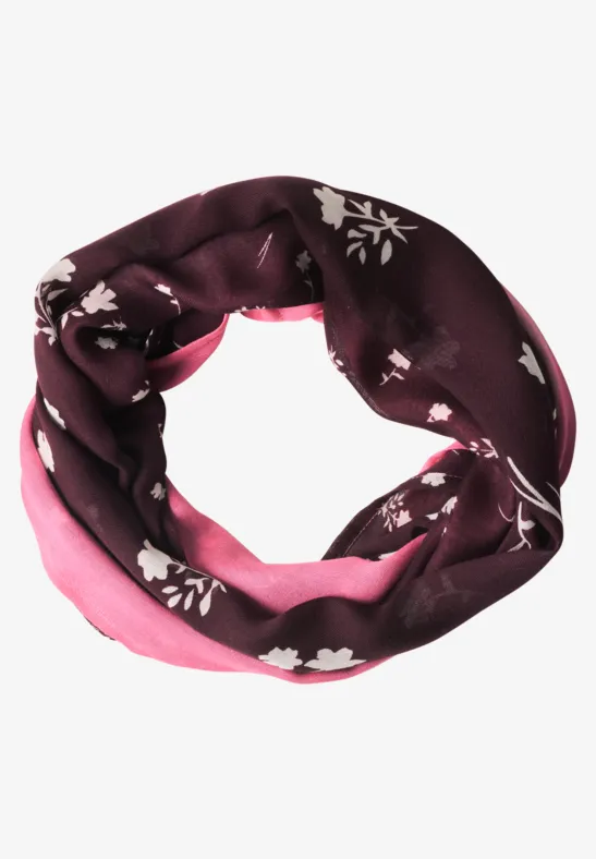 Loop-sjaal met bloemmotief rustic rouge