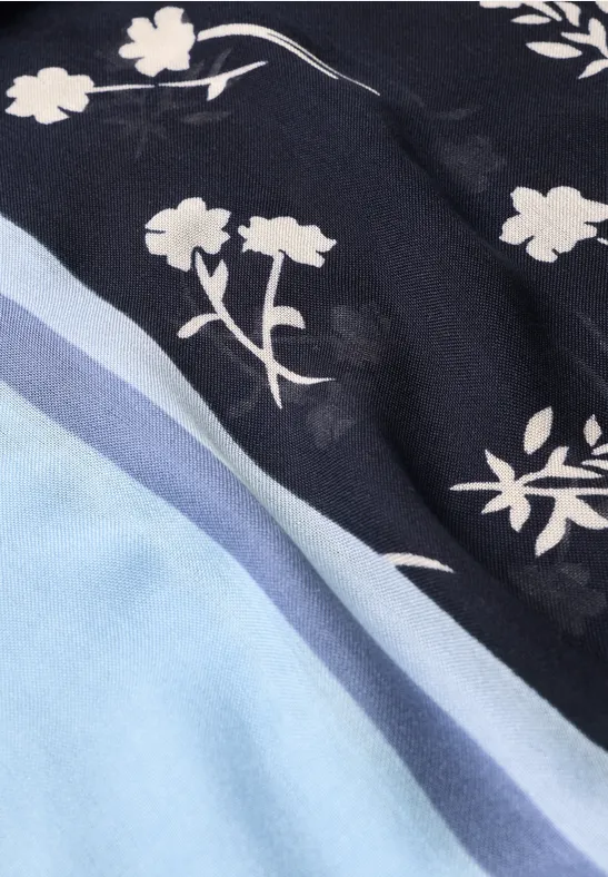 Loop-sjaal met bloemmotief indigo night