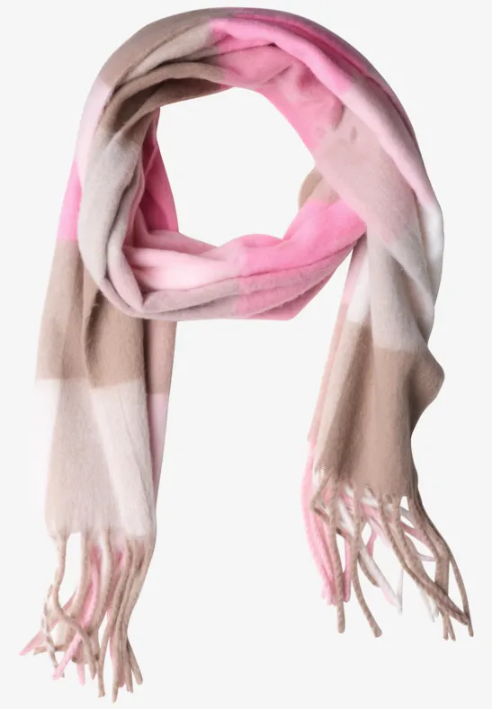 Langer Madras Schal mit Fransen vintage blush