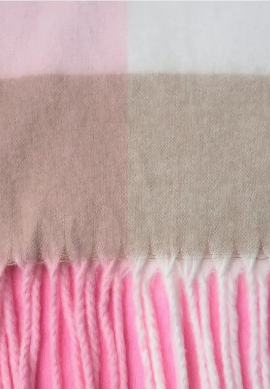 Langer Madras Schal mit Fransen vintage blush