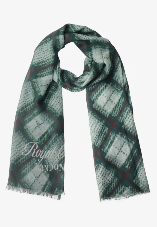 Lange sjaal met ruitjespatroon stormy green