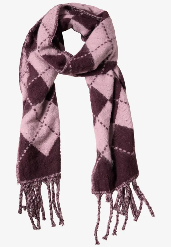 Longue écharpe à motif Argyle quiet rose