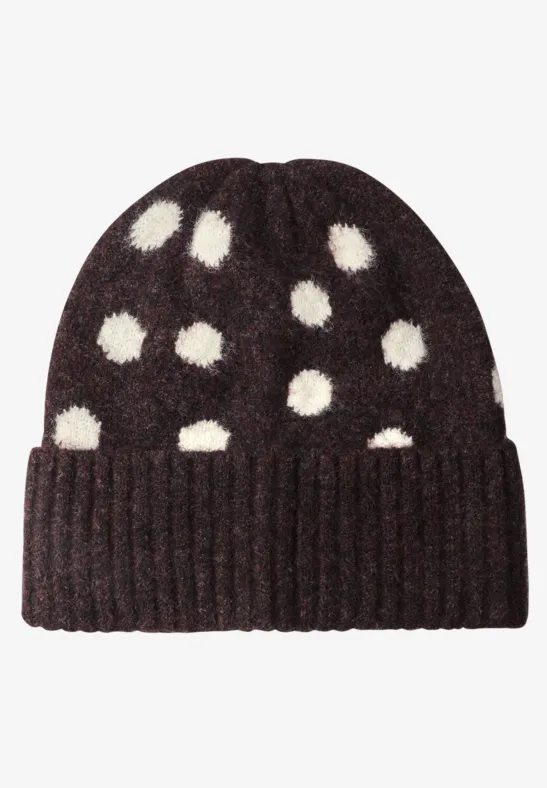 Beanie mit Punktemuster berry plum mel.