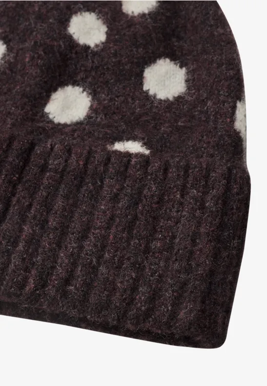 Beanie mit Punktemuster berry plum mel.