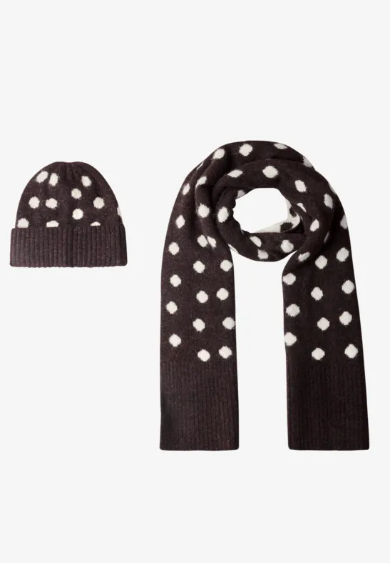 Beanie mit Punktemuster berry plum mel.